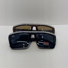 Women  s Fashion Bling Oversized Sunglasses Retro Stylish Rhinestone 2pack