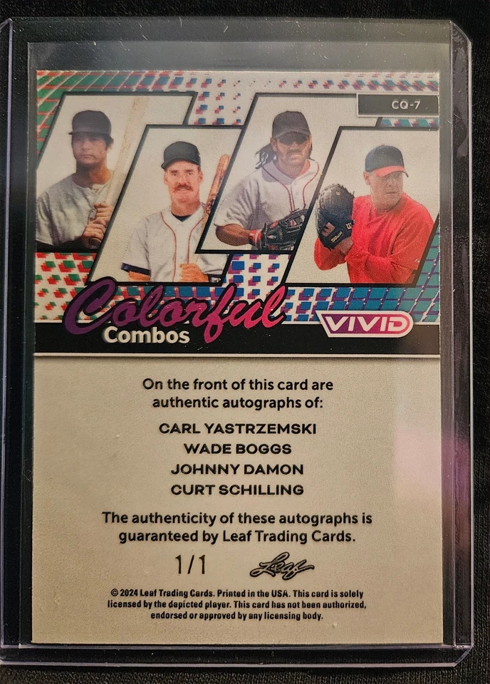 🔥 2024 Hoja Vivo Colorido Yasterzemski, Boggs, Damon, Chelín - Dorado 1/1 Foto 2 de 3