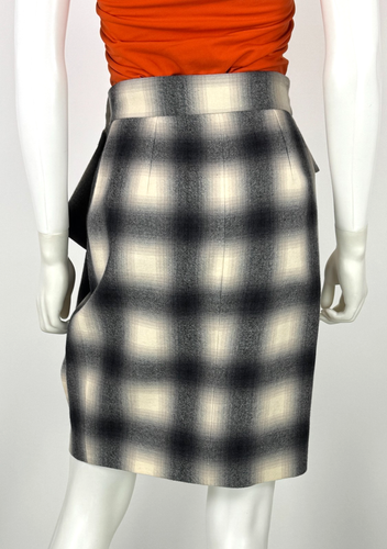 Gucci Auth Gray Full Wrap Wool Skirt 4 US 40 IT 36 EU S Lined Zip Ruffle Runway - 第 9/13 張圖片