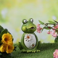 Gartenfigur Frosch Freddi Mit Blumen Dekofigur Tierfigur Gartendeko H: 16Cm