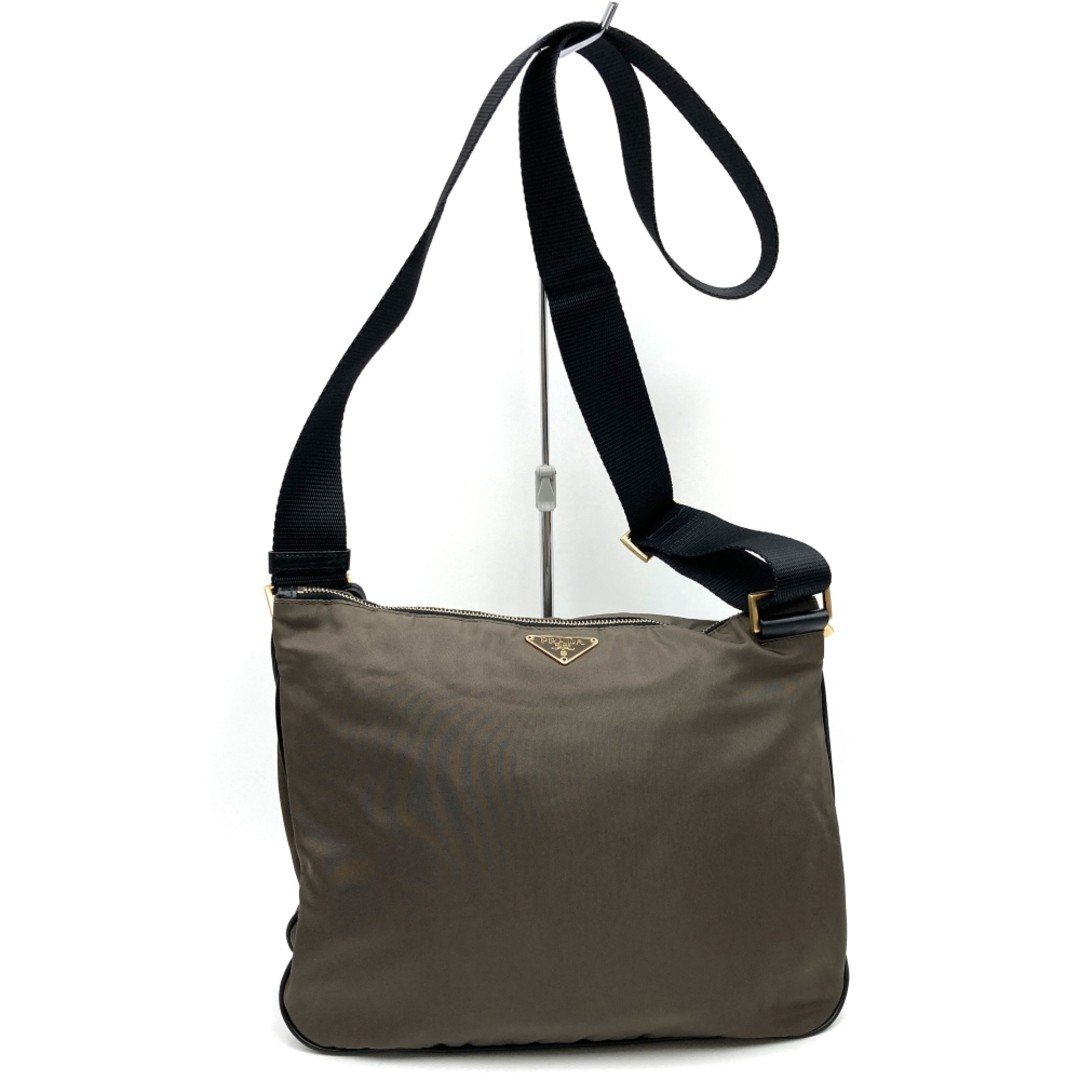 PRADA BT0220 shoulder bag nylon with key khaki brown ladies men s fashion vint