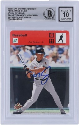 Cal Ripken Jr. Orioles Signed 2005 Leaf Sportscasters Red #7 #/60 BAS 10 Card