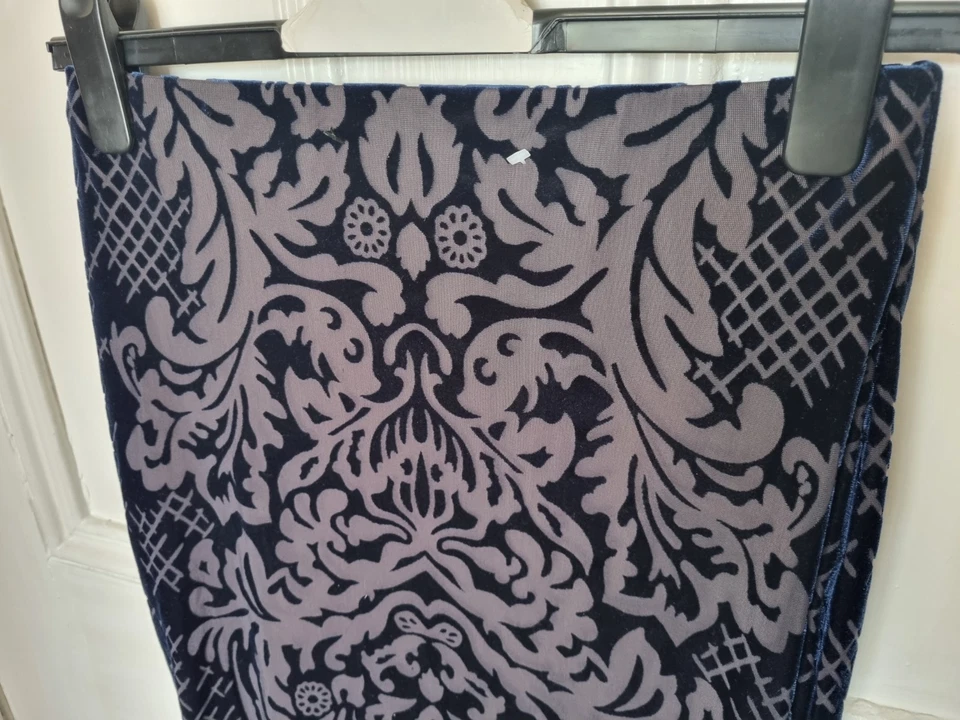 VTG Jane Norman Navy Blue Floral Burnout Velour Stretch Pencil Skirt Size 10 NEW - Image 2 of 4