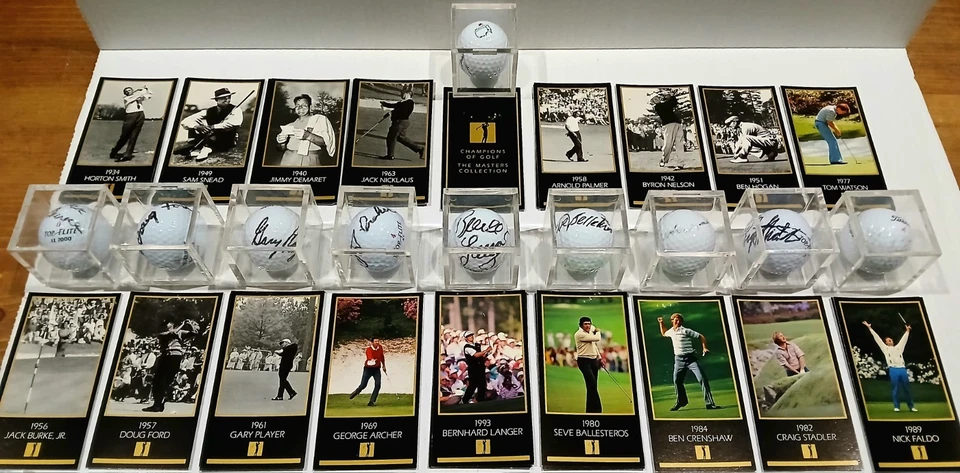 THE MASTERS TORNEO 15 GANADORES COLECCIÓN DE PELOTAS DE GOLF FIRMADAS A MANO CERTIFICADO DE AUTENTICIDAD GARANTÍA Foto 3 de 4