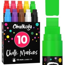 Window Markers - 15mm Jumbo - 3 in 1 Nib with 28g Ink - Pack of 10 Neon Chalk...