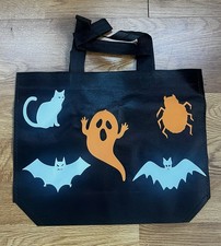 Foldable Reusable Shopping Bags Halloween Pattern Black Plastic 2-Pack