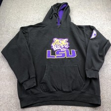 LSU Tigers Hoodie Mens Large Black NCAA Blue 84 Fleece Pullover Sweatshirt
