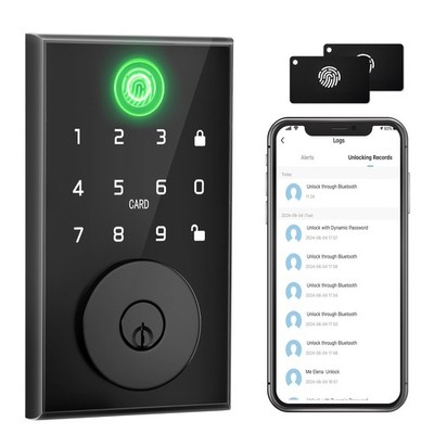 Smart Door Lock with Fingerprint, Keyless Entry Door Lock with Built-in Bluet...