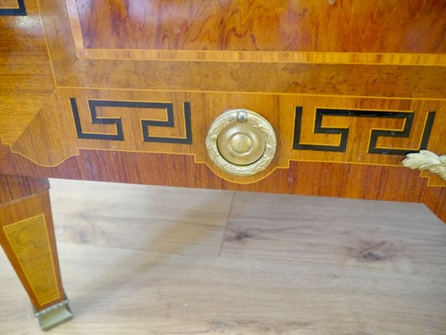 Klassizismus Biedermeier Kommode mit Bronze Beschlägen und Marmorplatte um 1950 - Bild 9 von 24