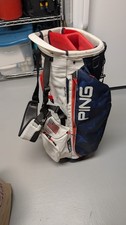 Ping USA Hoofer 14 Stand Bag Red/Navy/White Golf Bag W Raincover