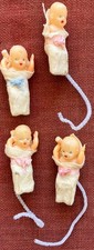 Vintage Lot 4 Miniature Celluloid Plastic Articulated Baby Dolls Hong Kong 2.5  