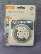 GE 24-Hour Heavy Duty Indoor Plug-in Mechanical Timer, 2 Grounded Outlets