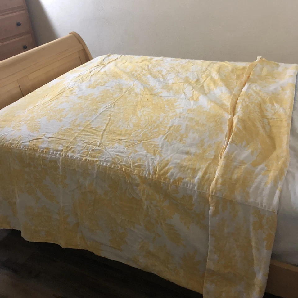 Pottery Barn Matine Toile Duvet Cover Linen Blend Yellow F/Queen Rare 92x84" EUC - Image 2 of 4
