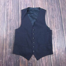 Suit Vest Mens 38 Black Solid 3 Piece Formal Waistcoat Business Wedding