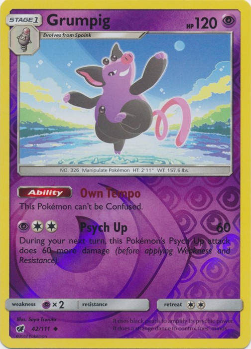 x4 Grumpig - 42/111 - Uncommon - Reverse Holo Pokemon SM4 Crimson Invasion M/NM
