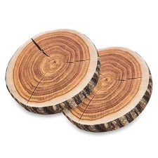 Decorative Round Log Pillow Funny Wood Cushion 2 Pack Sofa Floor Seating