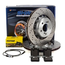 SHW Bremsscheiben + TEXTAR Bel�ge Sensor f�r BMW M2 F87 M3 F80 M4 F82 F83 hinten