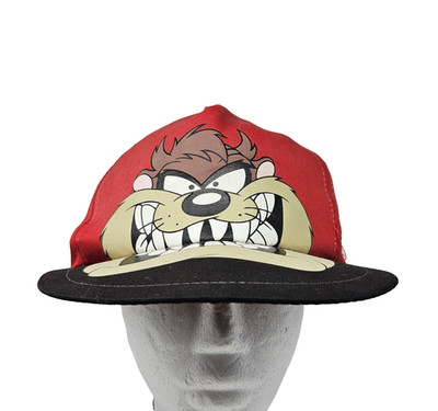 Vintage Looney Tunes Taz Hat Cap Snap Back Red Black Graphic Las Vegas Mens 90s