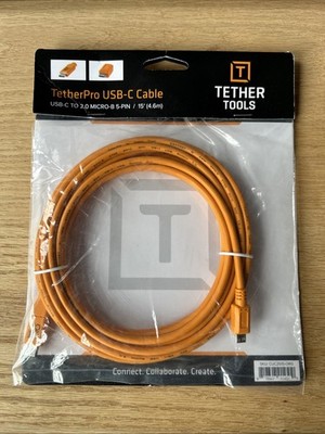 Tether Tools TetherPro USB-C to 2.0 Micro-B 5-Pin Cable 15ft Orange