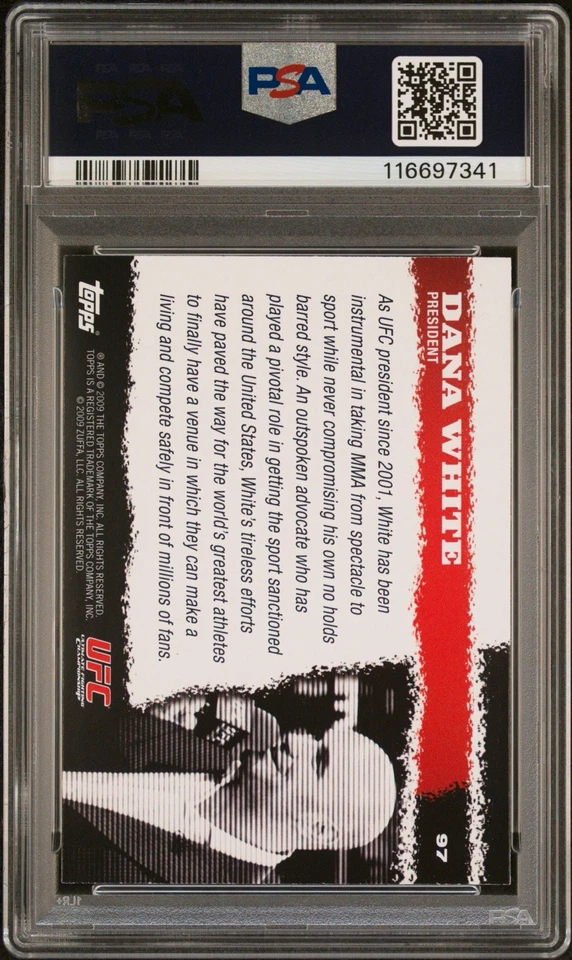 2009 Topps UFC Round 1 Dana White Rookie Card #97 PSA Mint 9 - Image 2 of 2
