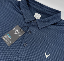 Callaway Golf Polo Men XL Navy Micro Pattern Opti-Dri Performance Shirt NWT