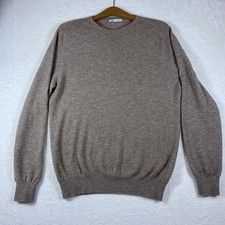 Zara Men  s 100 Wool Crew Neck Sweater Size Large Tan Brown Soft Pullover