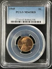 1945  1C RD Lincoln Wheat One Cent  PCGS MS65RD  80866398