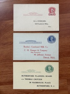 US. Postal Stationery 3 Early 1900's Martha Washington - Reply Cards w/ Error Ov