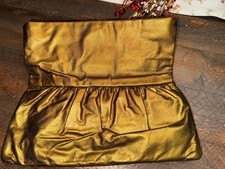 Vintage 80s Clemente Gold Shimmer Snakeskin Clutch EUC Purse Bag