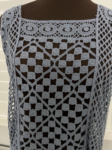 NEXT DENIM BLUE CROCHET LACE TOP VEST Large - Picture 3 of 4