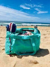 Aqua Canvas Cotton Shopper Large Beach Tote 6 sleeved Baby Bag
