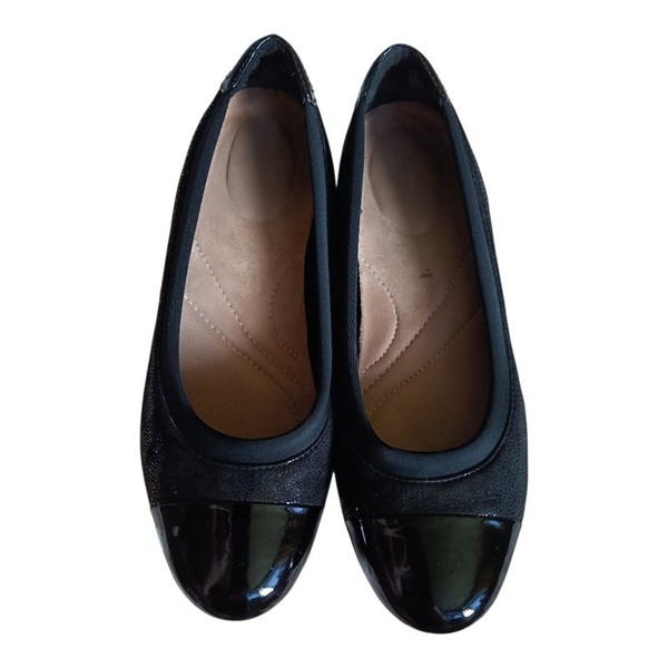 Women Clarks Heels Black Leather 37.5 #7BFB