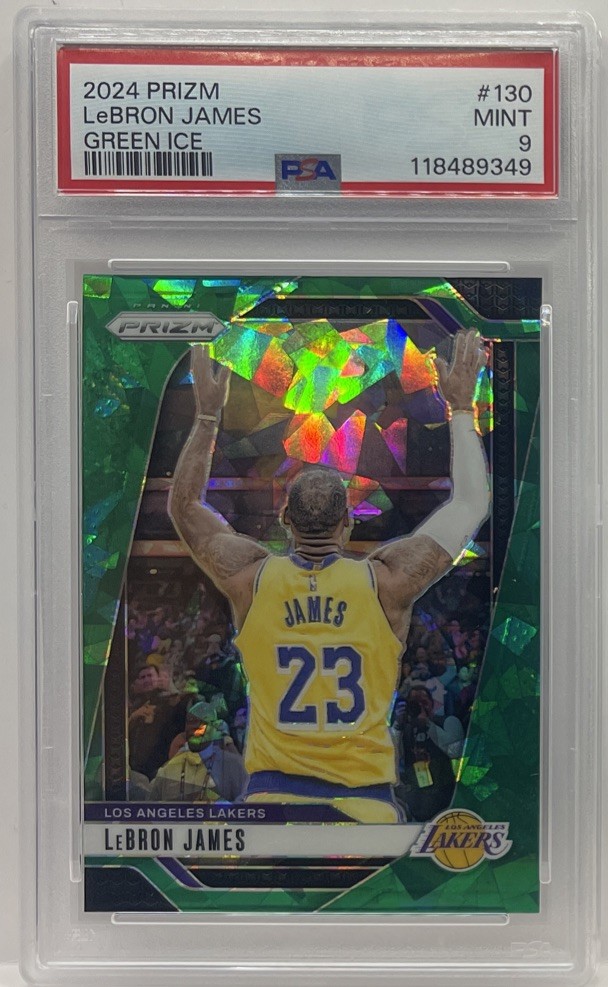 2024-25 Panini Prizm Basketball LeBron James Green Ice #130 PSA 9 MINT SP LAKERS