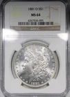 1881-O Morgan Dollar NGC MS64 Flashy White $1