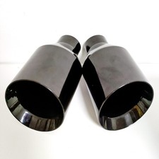 Pair Dodge Rt Srt Ram 5 Big Black Exhaust Tip 2.5 Inlet Angle Cut Double Wall