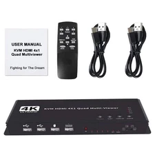 Hotkey 4K 4x1 KVM HDMI Quad Multi-Viewer Display Switch Vedio Wall Controller c
