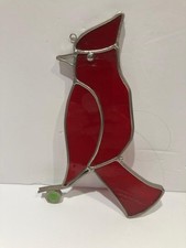 Vintage Stain Glass Cardinal Sun Glass Catcher Ornament Red Bird