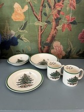 Spode Christmas Tree Plate, Bowl, Mug Set Lot of 7