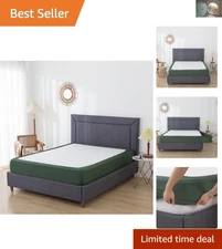 Modern Box Spring Cover King Size - Elastic Bed Skirt with Stylish Green Finish
