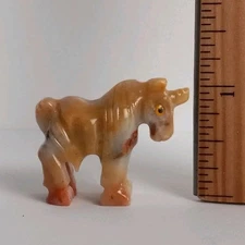 Carved Stone UNICORN figurine GEMSTONE unicorns miniature Figure Soapstone 