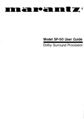 Marantz SP50 Surround Processor Owners Manual