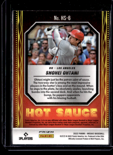 2022 Panini Mosaic #HS-6 Shohei Ohtani Hot Sauce Mosaic - Picture 2 of 2