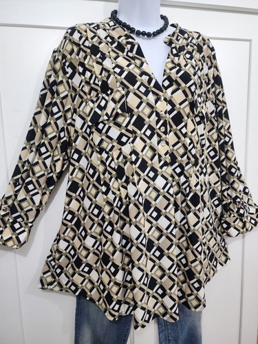 Cocomo Übergröße 1X Damen Tunika Oberteil 3/4 Arm Stretch Neu mit Etikett - Bild 4 von 13