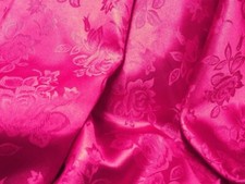 SATIN BROCADE FLORAL JACQUARD FABRIC WEDDING YARD-FUCHSIA
