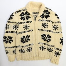 Vintage Snowflake Wool Knit Cowichan Sweater ...