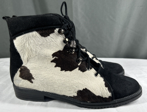 Stuart Weitzman Booties Women's 6.5 Cow Print Ponyhair & Suede Spain RARE EUC! - Picture 4 of 10