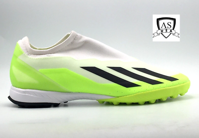 トリソー Men's Adidas X Crazyfast.3 LL TF Green White Laceless Soccer Turf