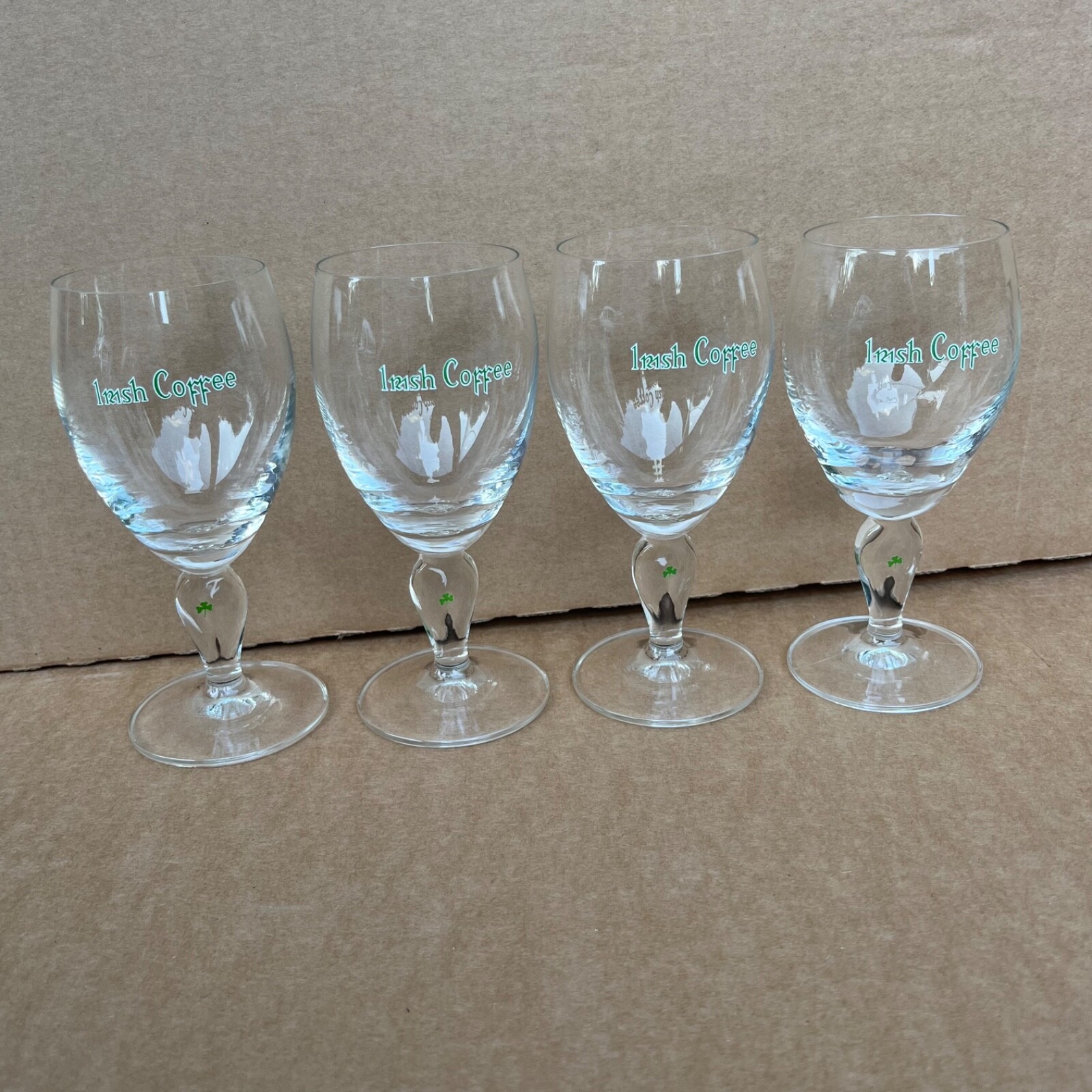 4 Irish Coffee Gläser Set Kleeblatt Kaffee Vintage Sammler Glas 180 ml