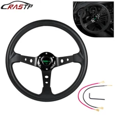 350mm 14inch Deep Dish 6 Bolt Racing Steering Wheel PU with Horn Button 
