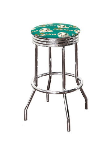 Bar Stool 31" Tall Backless Swivel Seat Cushion with NFL Team Logo Fabric - Picture 19 of 39